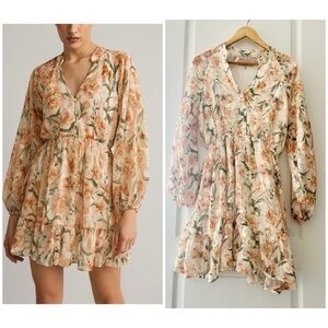 White Closet peach Floral Print Dress